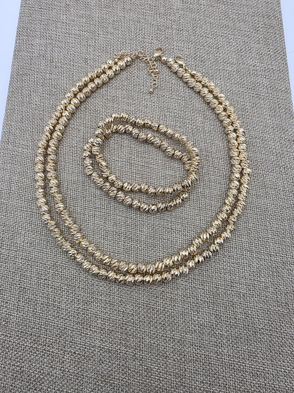 Easton Elle Gold-Tone Textured Bead Necklace and Bracelet Set